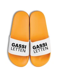Youth Designz Badelatschen Gassi Letten Fun-Print Orange/Gelb/Weiß