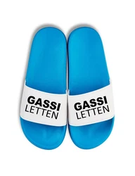 Youth Designz Badelatschen Gassi Letten Fun-Print Hellblau/Blau/Weiß
