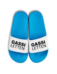 Youth Designz Badelatschen Gassi Letten Fun-Print Hellblau/Blau/Weiß