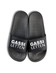 Youth Designz Badelatschen Gassi Letten Fun-Print Schwarz/Silber