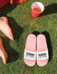 Youth Designz Badelatschen Gassi Letten Fun-Print Rosa
