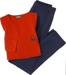United Colors of Benetton Pyjama Set aus reinem Baumwoll-Jersey Rot/Orange
