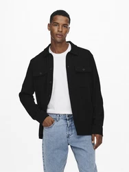 ONLY & SONS Langarmhemd New Kodyl ONSNEWKODYL OVERSHIRT SWEAT NOOS Schwarz