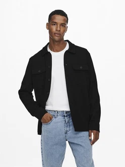 ONLY & SONS Langarmhemd New Kodyl ONSNEWKODYL OVERSHIRT SWEAT NOOS Schwarz