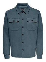 ONLY & SONS Langarmhemd New Kodyl ONSNEWKODYL OVERSHIRT SWEAT NOOS Blau/Hellblau