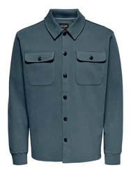 ONLY & SONS Langarmhemd New Kodyl ONSNEWKODYL OVERSHIRT SWEAT NOOS Blau/Hellblau
