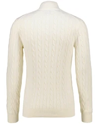 Gant Strickpullover Troyer COTTON CABLE HALF ZIP Creme/Weiß/Beige
