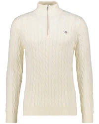 Gant Strickpullover Troyer COTTON CABLE HALF ZIP Creme/Weiß/Beige
