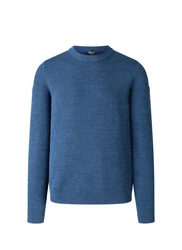 MAERZ Muenchen Strickfleece Pullover Rundhals Blau/Hellblau