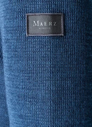 MAERZ Muenchen Strickfleece Pullover Rundhals Blau/Hellblau