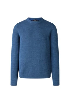 MAERZ Muenchen Strickfleece Pullover Rundhals Blau/Hellblau