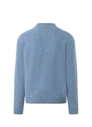 MAERZ Muenchen Strickfleece Pullover Rundhals 1/1 Arm Blau/Hellblau