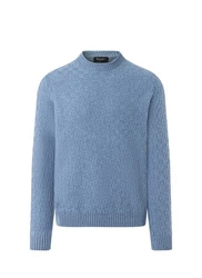 MAERZ Muenchen Strickfleece Pullover Rundhals 1/1 Arm Blau/Hellblau