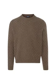 MAERZ Muenchen Strickfleece Pullover Rundhals 1/1 Arm Khaki/Braun/Dunkelgrün/Grau/Dunkelbraun
