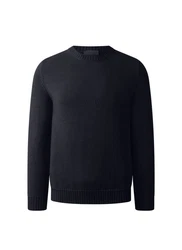 MAERZ Muenchen Strickfleece Pullover Rundhals Dunkelblau/Blau/Schwarz