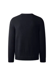 MAERZ Muenchen Strickfleece Pullover Rundhals Dunkelblau/Blau/Schwarz