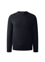 MAERZ Muenchen Strickfleece Pullover Rundhals Dunkelblau/Blau/Schwarz