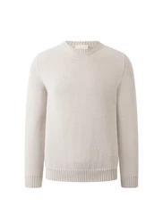 MAERZ Muenchen Strickfleece Pullover Rundhals Khaki/Beige/Braun/Grau/Weiß