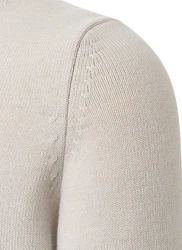MAERZ Muenchen Strickfleece Pullover Rundhals Khaki/Beige/Braun/Grau/Weiß