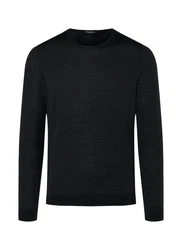 MAERZ Muenchen Strickfleece Pullover Rundhals Schwarz/Dunkelgrau