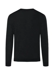 MAERZ Muenchen Strickfleece Pullover Rundhals Schwarz/Dunkelgrau