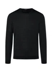 MAERZ Muenchen Strickfleece Pullover Rundhals Schwarz/Dunkelgrau