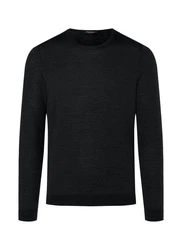 MAERZ Muenchen Strickfleece Pullover Rundhals Schwarz/Dunkelgrau