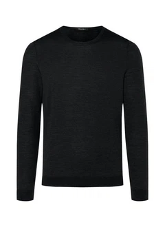 MAERZ Muenchen Strickfleece Pullover Rundhals Schwarz/Dunkelgrau