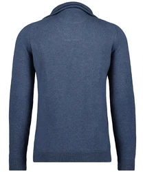 RAGMAN Strickfleece Pullover Troyer Blau/Dunkelblau/Hellblau/Grau