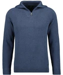 RAGMAN Strickfleece Pullover Troyer Blau/Dunkelblau/Hellblau/Grau