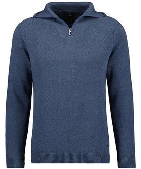 RAGMAN Strickfleece Pullover Troyer Blau/Dunkelblau/Hellblau/Grau