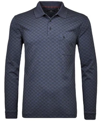 RAGMAN Langarm-Poloshirt Polo button LS Dunkelblau/Blau