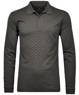 RAGMAN Langarm-Poloshirt Polo button LS Grau/Dunkelgrün/Dunkelgrau/Grün/Khaki