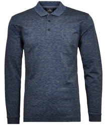 RAGMAN Langarm-Poloshirt Polo button LS Dunkelblau/Blau/Hellblau