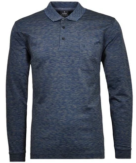 RAGMAN Langarm-Poloshirt Polo button LS Dunkelblau/Blau/Hellblau