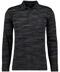 RAGMAN Langarm-Poloshirt Polo button LS Schwarz/Grau/Dunkelblau/Dunkelgrau