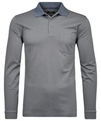 RAGMAN Langarm-Poloshirt Polo LS fish net Hellgrau/Grau/Dunkelgrau
