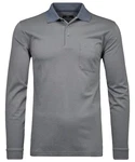 RAGMAN Langarm-Poloshirt Polo LS fish net Hellgrau/Grau/Dunkelgrau