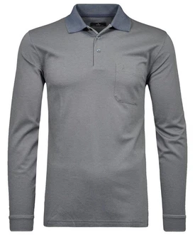 RAGMAN Langarm-Poloshirt Polo LS fish net Hellgrau/Grau/Dunkelgrau