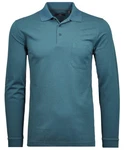 RAGMAN Langarm-Poloshirt Polo LS fish net Blau/Türkis/Hellblau