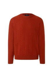 MAERZ Muenchen Strickfleece-Pullover Rundhals Orange/Rot/Braun