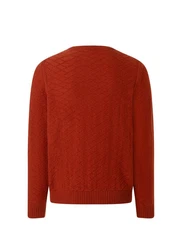 MAERZ Muenchen Strickfleece-Pullover Rundhals Orange/Rot/Braun