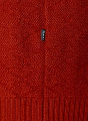 MAERZ Muenchen Strickfleece-Pullover Rundhals Orange/Rot/Braun