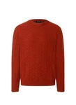 MAERZ Muenchen Strickfleece-Pullover Rundhals Orange/Rot/Braun