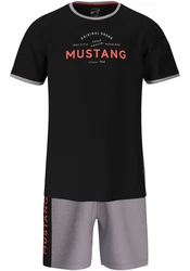 MUSTANG Schlafanzug (2 tlg) Oberteil Short schwarz/anthrazit