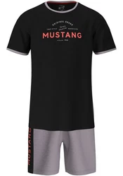 MUSTANG Schlafanzug (2 tlg) Oberteil Short schwarz/anthrazit