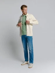 NO EXCESS Sweater Sweat Overshirt mit Knopfverschluss Khaki/Beige/Creme/Weiß