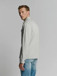 NO EXCESS Sweater Sweat Overshirt mit Knopfverschluss Grau/Hellgrau/Khaki