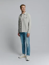 NO EXCESS Sweater Sweat Overshirt mit Knopfverschluss Grau/Hellgrau/Khaki