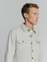 NO EXCESS Sweater Sweat Overshirt mit Knopfverschluss Grau/Hellgrau/Khaki